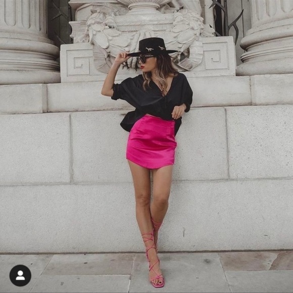 Zara blogger pink satin Rffect skirt - Picture 11 of 15